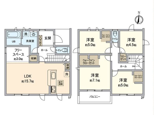 北区楠味鋺5丁目 7号棟 間取図(平面図) 北区楠味鋺5丁目 7号棟 間取図(平面図)