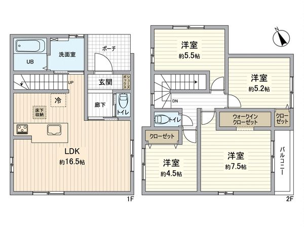北区北久手町 新築戸建 1号棟 間取図(平面図) 北区北久手町 新築戸建 1号棟 間取図(平面図)