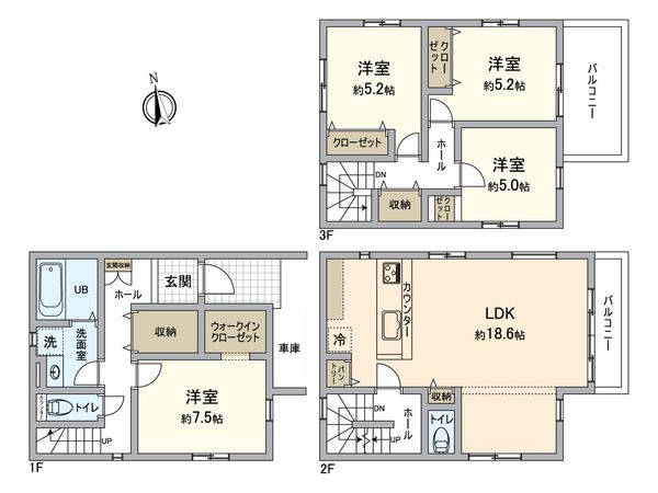 守山区金屋2丁目 2号棟 間取図(平面図) 守山区金屋2丁目 2号棟 間取図(平面図)