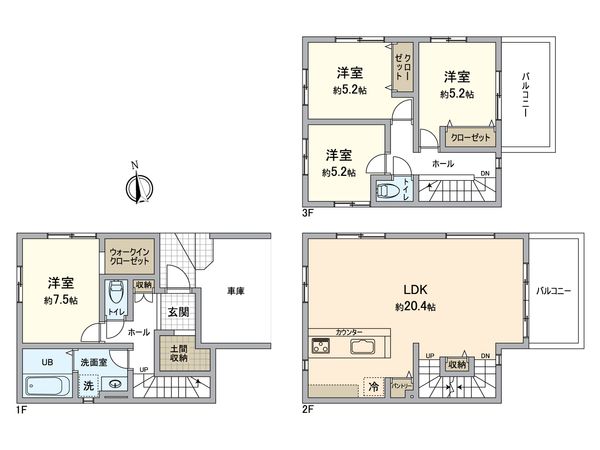 守山区金屋2丁目 1号棟 間取図(平面図) 守山区金屋2丁目 1号棟 間取図(平面図)