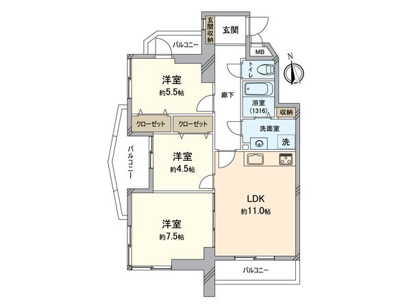 サンピボット指金 間取図(平面図)