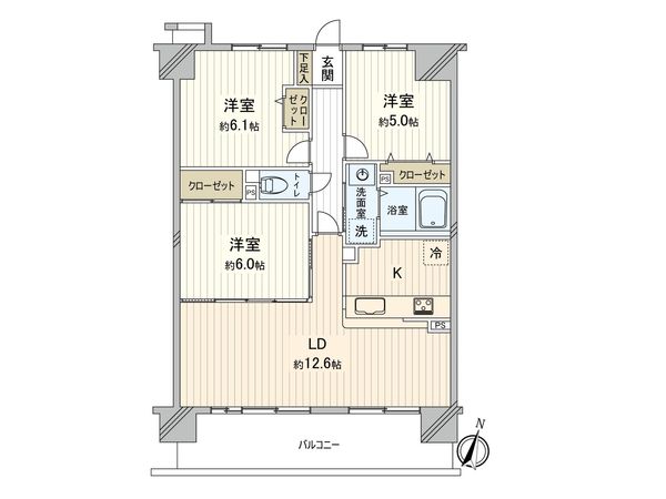 宝マンション道徳東第3 間取図(平面図) 間取図(平面図)