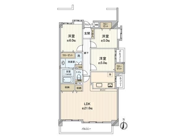アメニティ六番町 間取図(平面図) 間取図(平面図)