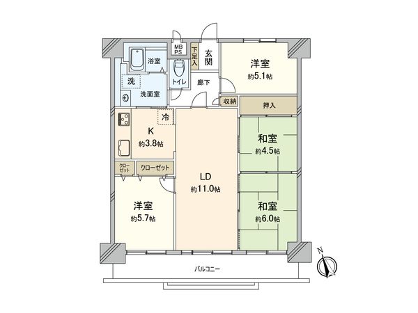 ニューコーポ名南B棟 間取図(平面図) ニューコーポ名南B棟 間取図(平面図)