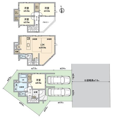 千種区小松町7丁目 間取図(平面図) 間取図(平面図)