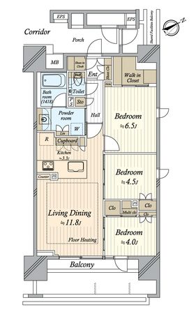 バンベール千種ザ・ファースト 間取図(平面図) バンベール千種ザ・ファースト 間取図(平面図)