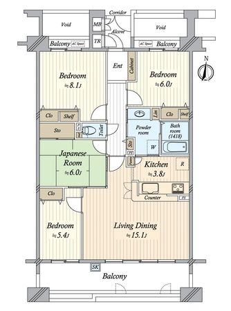 シティコーポ植田山壱番館 間取図(平面図)
