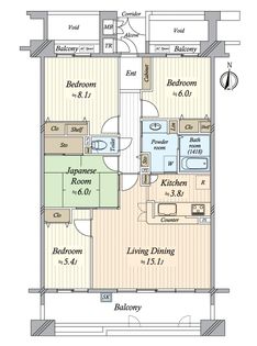 シティコーポ植田山壱番館 間取図(平面図)