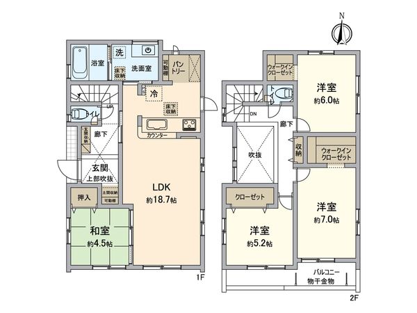 東区美和台3丁目新築戸建1号棟 間取図(平面図) 東区美和台3丁目新築戸建1号棟 間取図(平面図)