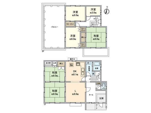 東区美和台1丁目戸建 間取図(平面図) 間取図(平面図)