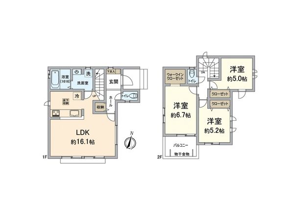 東区青葉7丁目新築戸建B号棟 間取図(平面図)