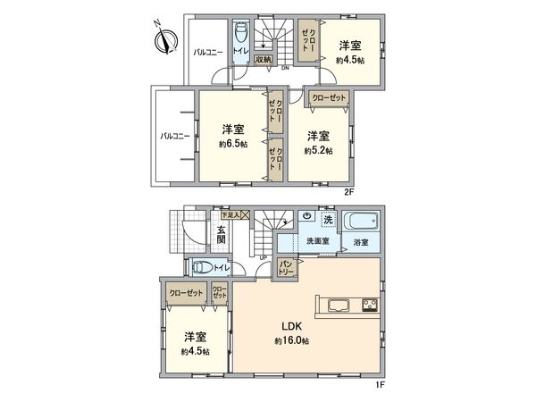 東区美和台3丁目新築戸建1号棟 間取図(平面図) 間取図(平面図)
