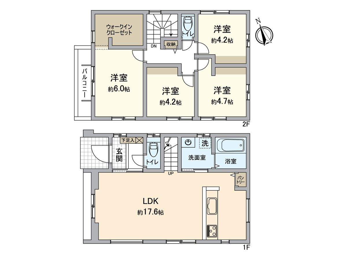 東区美和台3丁目新築戸建2号棟 間取図(平面図) 間取図(平面図)