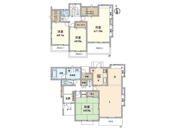 福津市若木台2丁目戸建 間取図(平面図) 福津市若木台2丁目戸建 間取図(平面図)