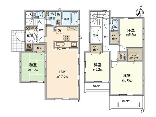 西福間3丁目戸建 間取図(平面図) 西福間3丁目戸建 間取図(平面図)
