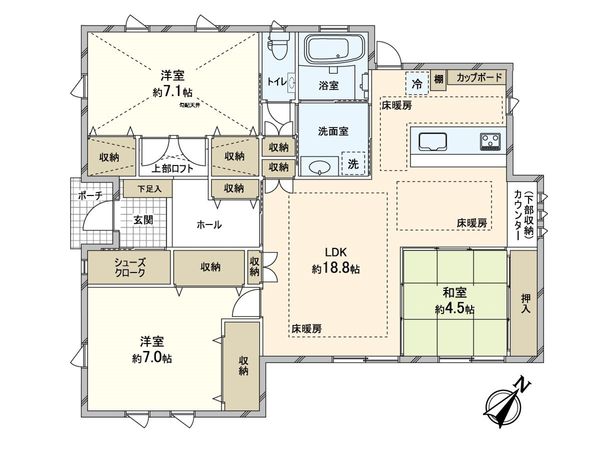 古賀市美明1丁目戸建 間取図(平面図) 古賀市美明1丁目戸建 間取図(平面図)