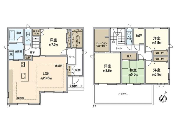 東区香椎照葉7丁目戸建 間取図(平面図) 東区香椎照葉7丁目戸建 間取図(平面図)