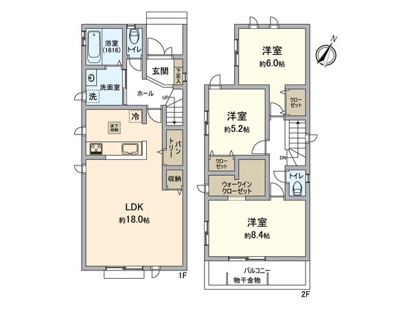 東区松香台1丁目新築戸建2号棟 間取図(平面図) 東区松香台1丁目新築戸建2号棟 間取図(平面図)