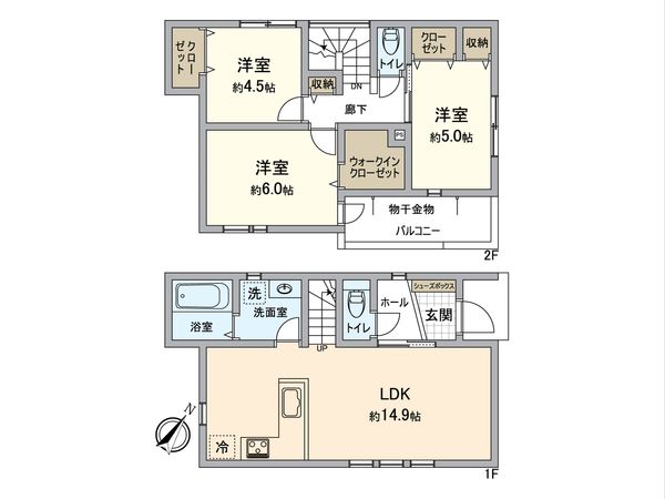 東区香椎4丁目新築戸建2号棟 間取図(平面図)