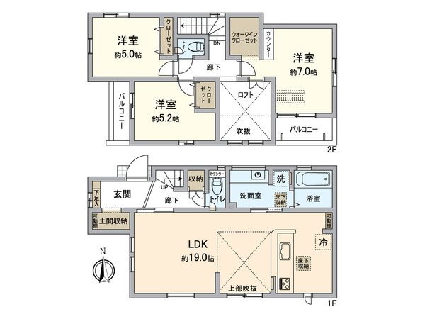 東区八田3丁目新築戸建1号棟 間取図(平面図) 東区八田3丁目新築戸建1号棟 間取図(平面図)