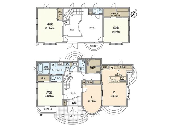 糟屋郡新宮町花立花2丁目戸建 間取図(平面図) 糟屋郡新宮町花立花2丁目戸建 間取図(平面図)