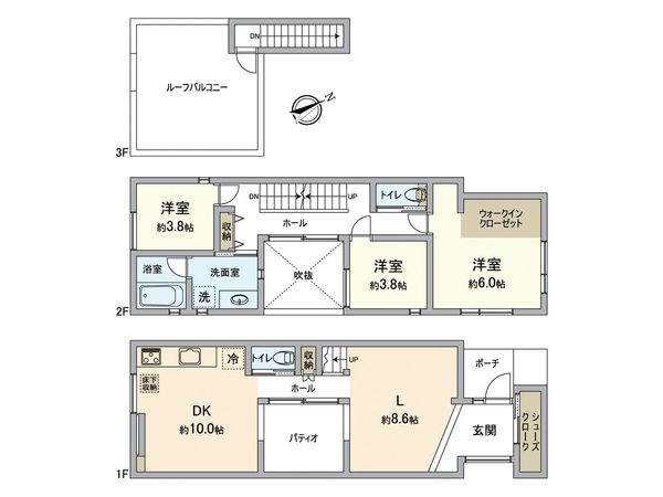 東区名島5丁目 新築戸建3号棟 間取図(平面図) 東区名島5丁目 新築戸建3号棟 間取図(平面図)