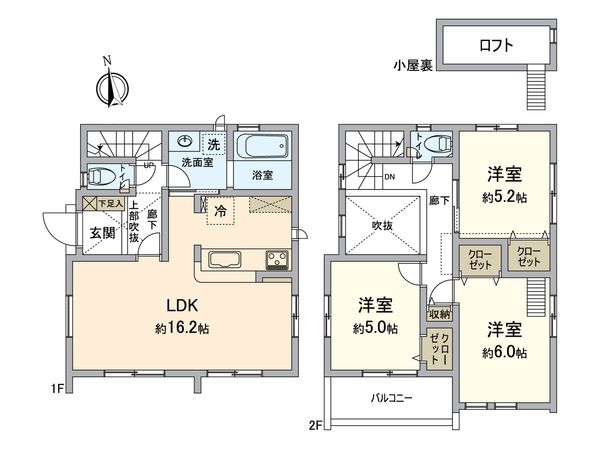 東月隈5丁目新築戸建2号棟 間取図(平面図)