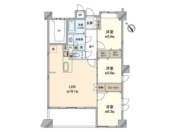 コアマンション香椎南ネクステージ 間取図(平面図) 間取図(平面図)