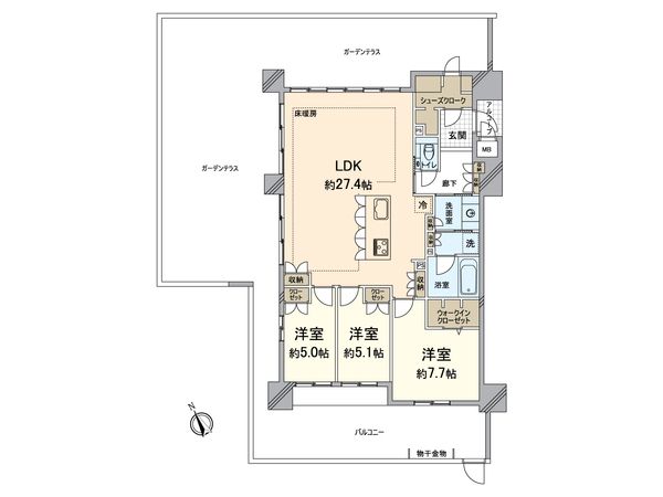 ISLANDCITY THE GARDEN V-Ⅰ 間取図(平面図) ISLANDCITY THE GARDEN V-Ⅰ 間取図(平面図)