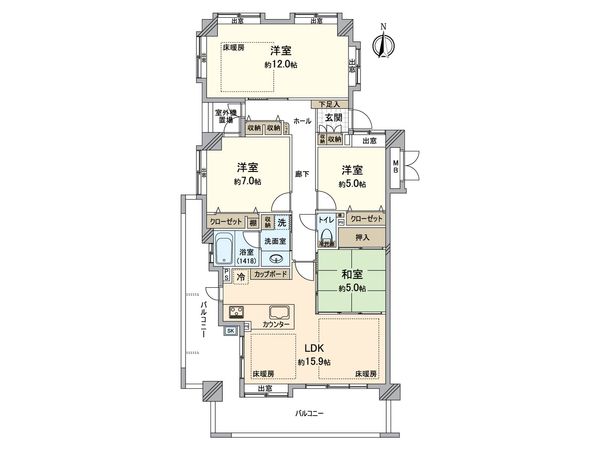 エバーライフヒルズ名島 B棟 間取図(平面図)