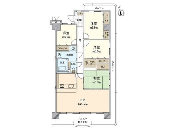 サントノーレ福岡東 間取図(平面図) サントノーレ福岡東 間取図(平面図)