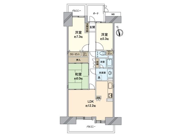 のむら貝塚ガーデンシティ七番館 間取図(平面図) のむら貝塚ガーデンシティ七番館 間取図(平面図)