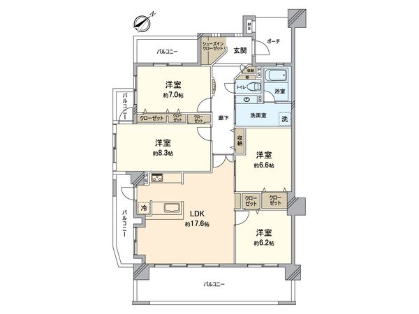 アンピール馬出九大病院前 間取図(平面図) アンピール馬出九大病院前 間取図(平面図)