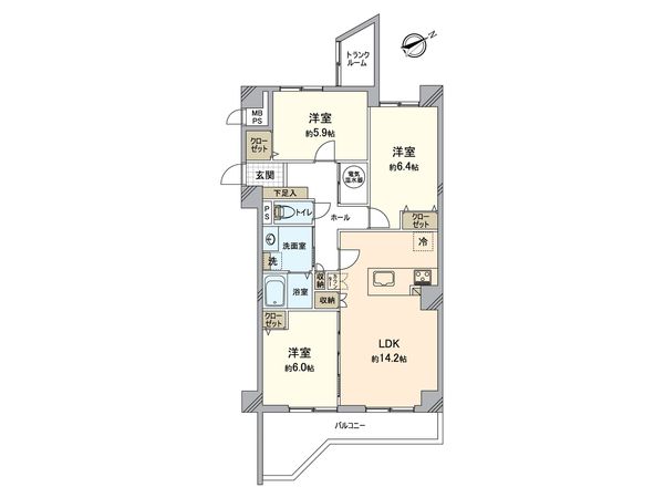 エバーライフ香椎 間取図(平面図) エバーライフ香椎 間取図(平面図)