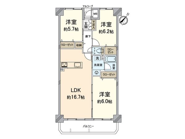 アネシス空港東参番館 間取図(平面図) 間取図(平面図)