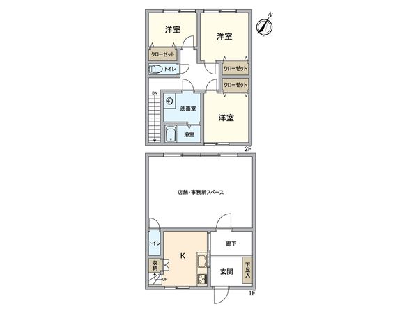 福津市若木台1丁目店舗付き住宅 間取図(平面図)