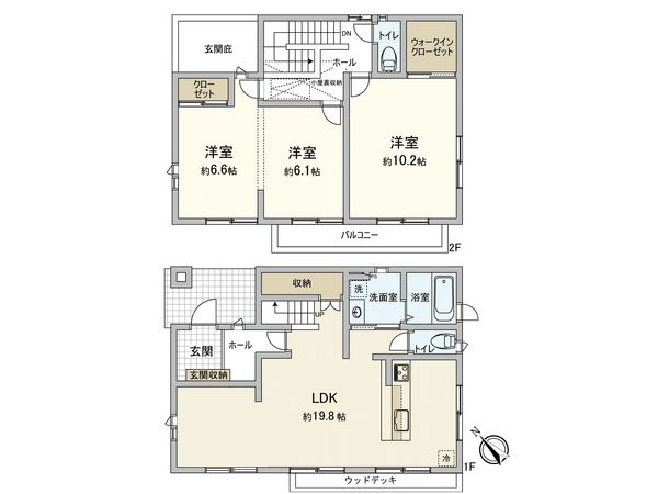 小郡市希みが丘六丁目戸建 間取図(平面図) 小郡市希みが丘六丁目戸建 間取図(平面図)