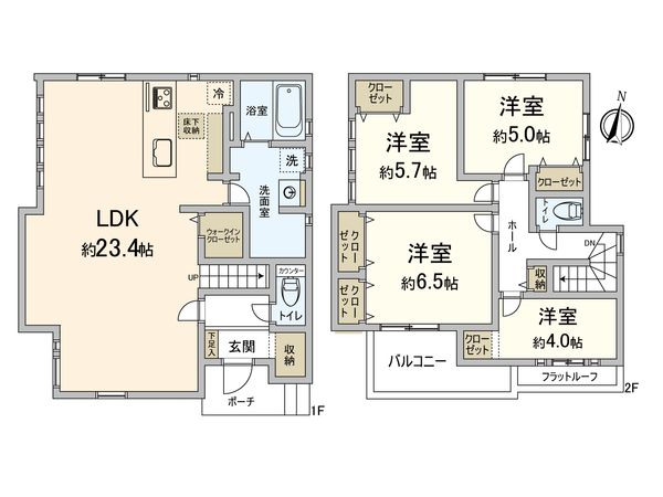 大野城市畑ケ坂一丁目新築戸建2号棟 間取図(平面図) 大野城市畑ケ坂一丁目新築戸建2号棟 間取図(平面図)