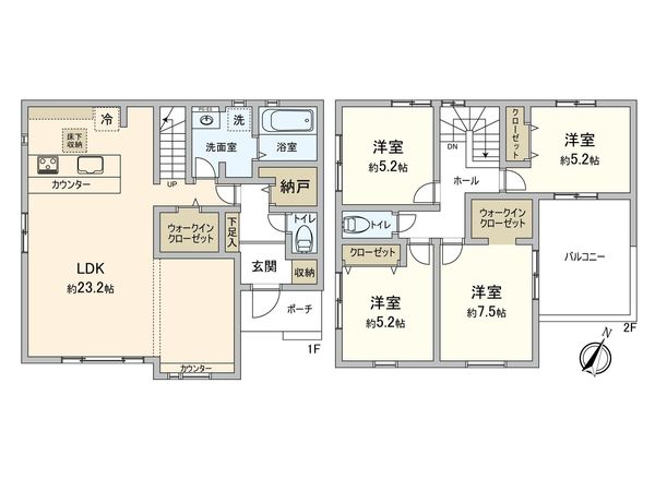 大野城市畑ケ坂一丁目新築戸建3号棟 間取図(平面図) 大野城市畑ケ坂一丁目新築戸建3号棟 間取図(平面図)