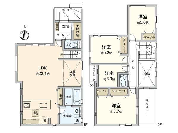 筑紫野市紫六丁目新築戸建 間取図(平面図) 筑紫野市紫六丁目新築戸建 間取図(平面図)