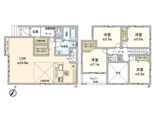 大野城市南ケ丘五丁目新築戸建 間取図(平面図) 大野城市南ケ丘五丁目新築戸建 間取図(平面図)