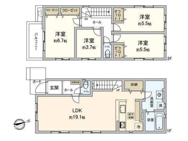 春日市惣利六丁目戸建 2号棟 間取図(平面図)