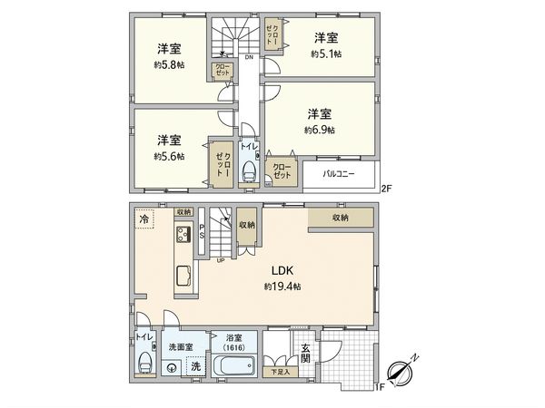 春日市宝町四丁目戸建 間取図(平面図)
