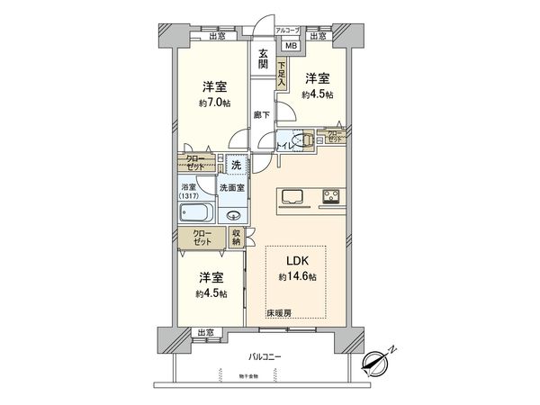 アルバガーデンパークサイド原田 間取図(平面図) 間取図(平面図)