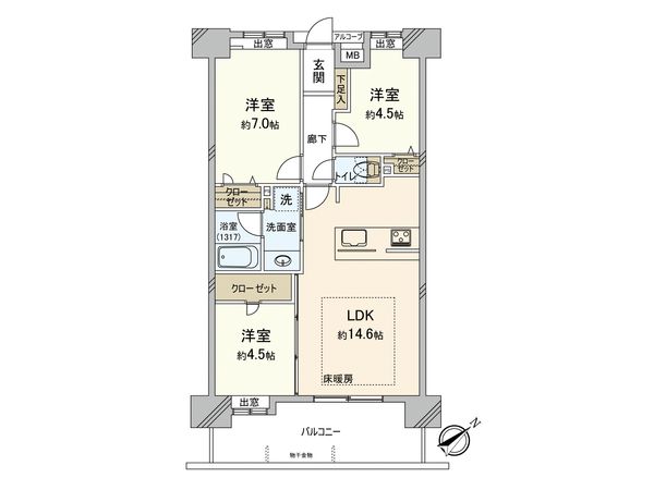 アルバガーデンパークサイド原田 間取図(平面図) アルバガーデンパークサイド原田 間取図(平面図)