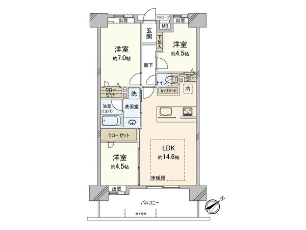 アルバガーデンパークサイド原田 間取図(平面図) アルバガーデンパークサイド原田 間取図(平面図)
