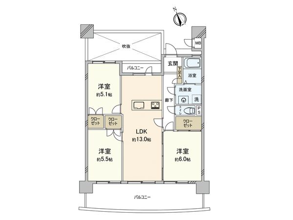 サングレート春日原 間取図(平面図) 間取図(平面図)