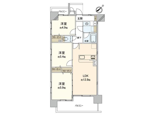 三愛シティライフ白木原 間取図(平面図) 間取図(平面図)
