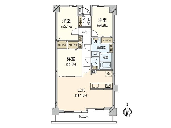 藤和二日市コープ 間取図(平面図) 藤和二日市コープ 間取図(平面図)