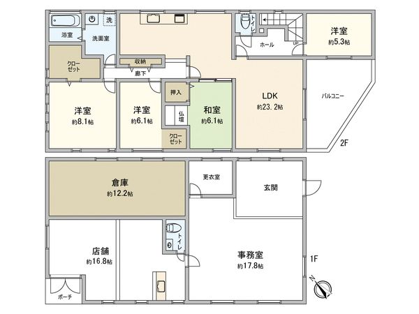 筑紫野市美しが丘南五丁目 事務所併用住宅 間取図(平面図) 筑紫野市美しが丘南五丁目 事務所併用住宅 間取図(平面図)